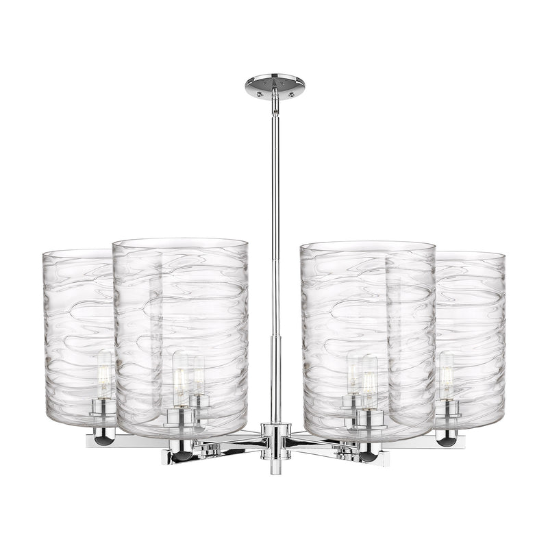 Innovations Cobbleskill 39in 6-Light Chandelier | Industrial Polished Chrome and Deco Swirl Glass | Dining Room & Living Room | Model 716-6CR-PC-G1113-L