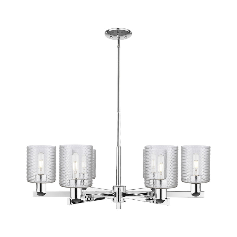 Innovations Cobbleskill 35in 6-Light Chandelier | Industrial Polished Chrome Steel and Clear Glass | Kitchen Island & Dining Room | Model 716-6CR-PC-G112