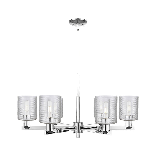 Innovations Cobbleskill 35in 6-Light Chandelier | Industrial Polished Chrome Steel and Clear Glass | Kitchen Island & Dining Room | Model 716-6CR-PC-G112