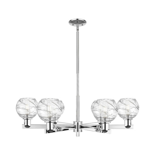 Innovations Athens Deco Swirl 24in 6-Light Chandelier | Industrial Polished Chrome and Clear Glass | Kitchen Island & Dining | Model 716-6CR-PC-G1213-6CL