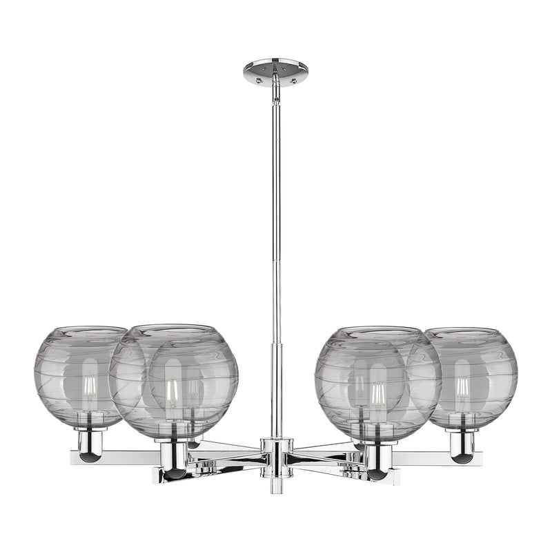 Innovations Athens Deco Swirl 38in 6-Light Chandelier | Industrial Polished Chrome and Light Smoke Glass | Dining Room & | Model 716-6CR-PC-G1213-8SM