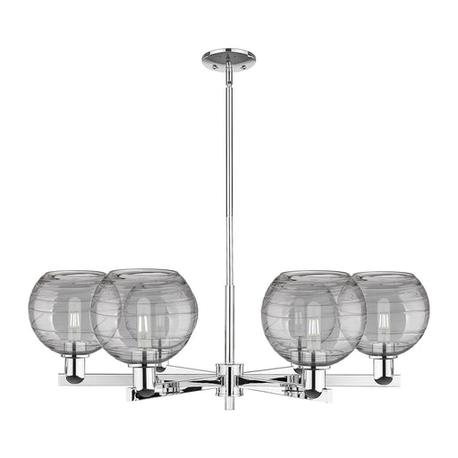 Innovations Athens Deco Swirl 38in 6-Light Chandelier | Industrial Polished Chrome and Light Smoke Glass | Dining Room & | Model 716-6CR-PC-G1213-8SM