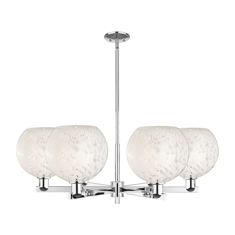 Innovations Lighting Arcadia 40in 6-Light Chandelier | Industrial Modern Polished Chrome and White Mouchette Glass | Damp | Model 716-6CR-PC-G1216-10WM