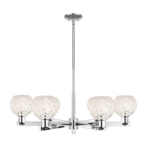 Innovations Lighting White Mouchette 36in 6-Light Chandelier | Industrial Polished Chrome and White Glass | Kitchen Island & | Model 716-6CR-PC-G1216-6WM