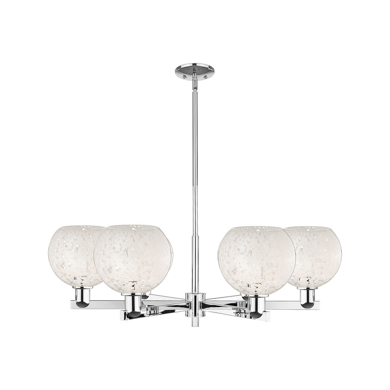 Innovations Lighting White Mouchette 38in 6-Light Chandelier | Industrial Polished Chrome and White Glass | Kitchen Island & | Model 716-6CR-PC-G1216-8WM