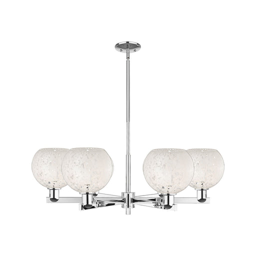 Innovations Lighting White Mouchette 38in 6-Light Chandelier | Industrial Polished Chrome and White Glass | Kitchen Island & | Model 716-6CR-PC-G1216-8WM