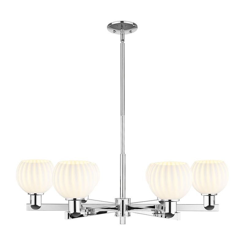 Innovations Lighting Arcadia 36in 6-Light Chandelier | Industrial Polished Chrome and White Venetian Glass | Dining Room & | Model 716-6CR-PC-G1217-6WV