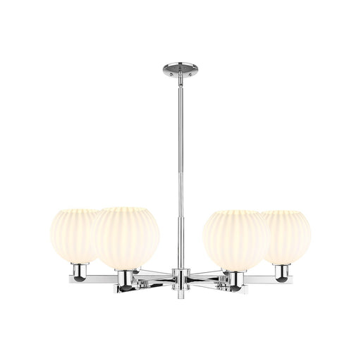 Innovations Lighting White Venetian 38in 6-Light Chandelier | Industrial Polished Chrome and White Venetian Glass | Dining | Model 716-6CR-PC-G1217-8WV