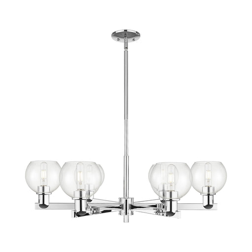 Innovations Athens 36in 6-Light Chandelier | Industrial Polished Chrome Steel and Clear Glass | Dining Room & Living Room | Model 716-6CR-PC-G122-6