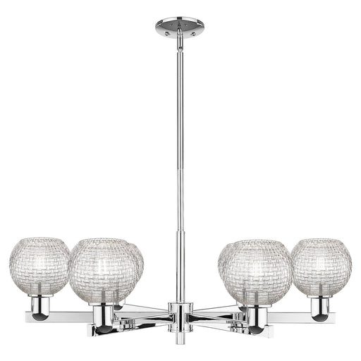 Innovations Athens 36in 6-Light Chandelier | Industrial Polished Chrome Steel and Clear Basket Weave Glass | Dining Room & | Model 716-6CR-PC-G122C-6CL