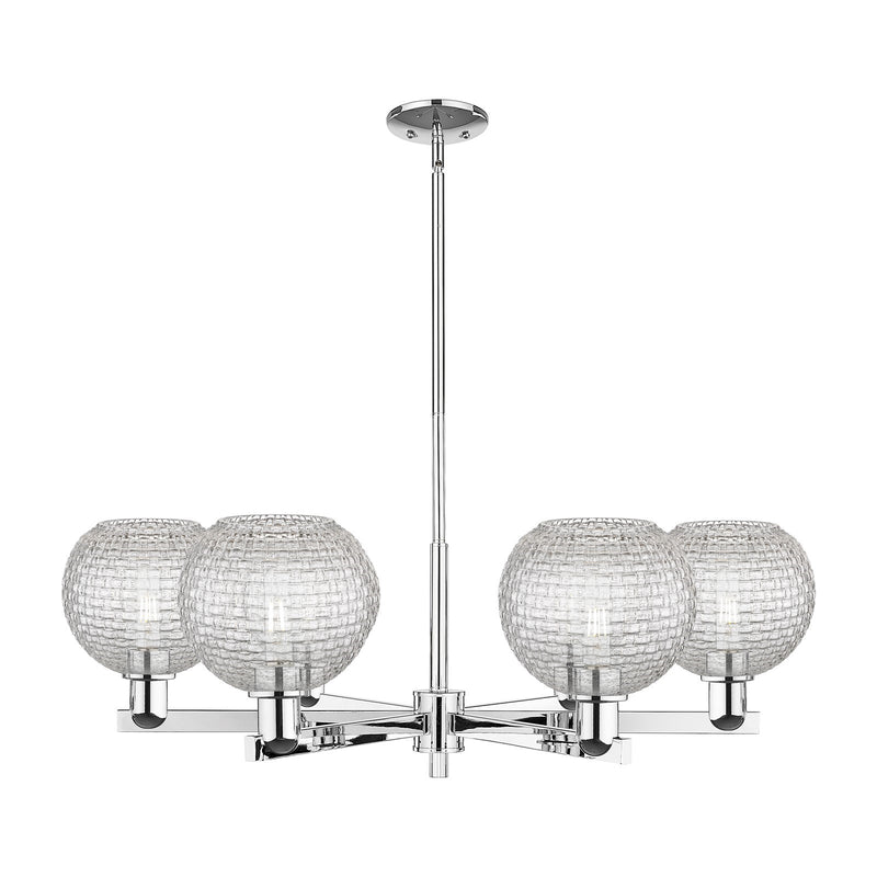 Innovations Athens 38in 6-Light Chandelier | Industrial Polished Chrome and Clear Basket Weave Glass | Dining Room & Living | Model 716-6CR-PC-G122C-8CL