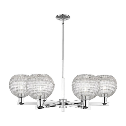 Innovations Athens 38in 6-Light Chandelier | Industrial Polished Chrome and Clear Basket Weave Glass | Dining Room & Living | Model 716-6CR-PC-G122C-8CL