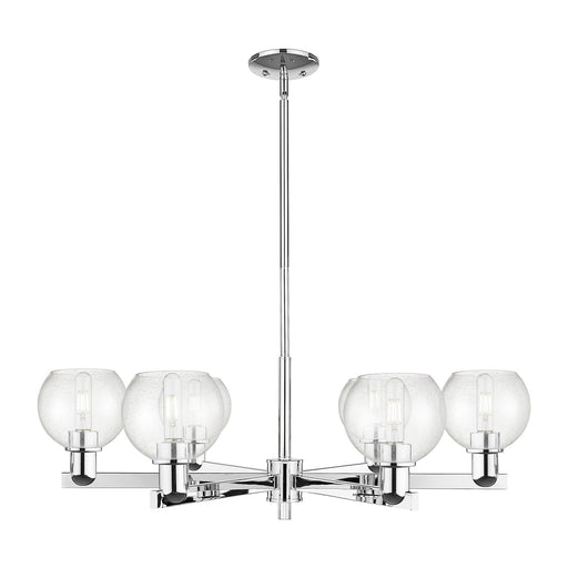 Innovations Athens 36in 6-Light Chandelier | Industrial Polished Chrome Steel and Seedy Glass | Dining Room & Living Room | Model 716-6CR-PC-G124-6