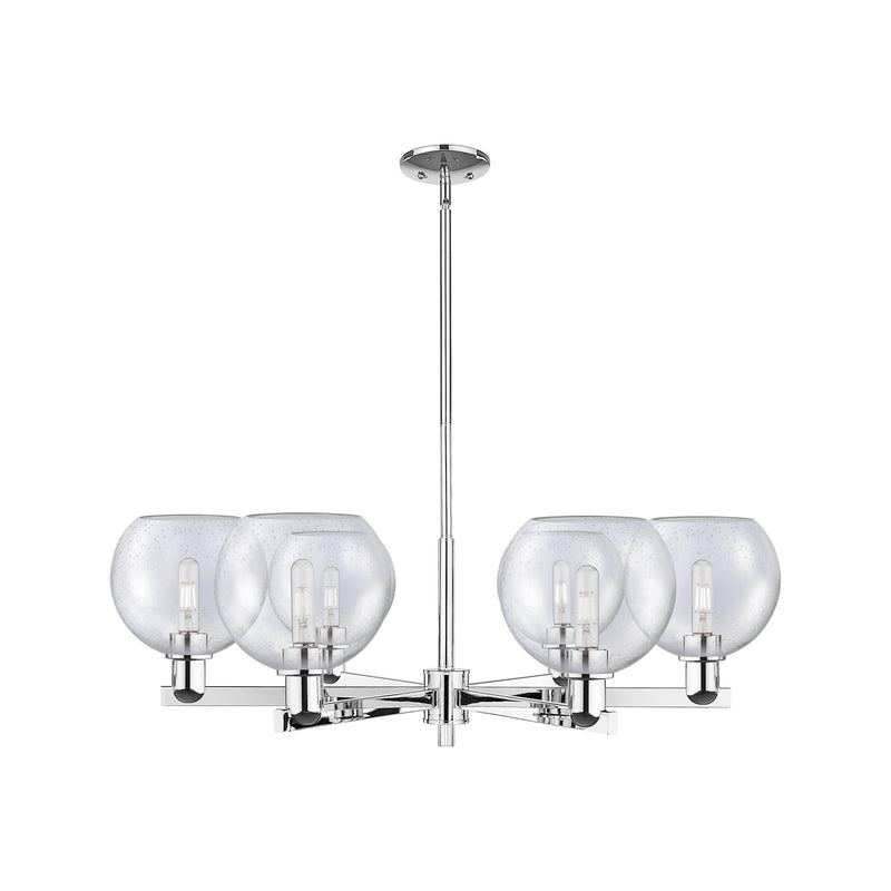 Innovations Athens 38in 6-Light Chandelier | Industrial Polished Chrome Steel and Seedy Glass | Dining Room & Living Room | Model 716-6CR-PC-G124-8