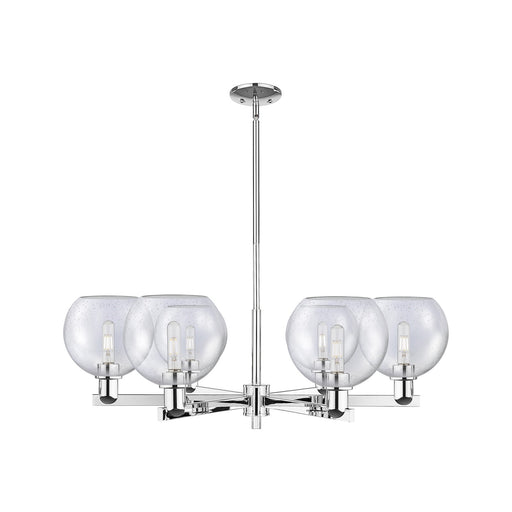 Innovations Athens 38in 6-Light Chandelier | Industrial Polished Chrome Steel and Seedy Glass | Dining Room & Living Room | Model 716-6CR-PC-G124-8