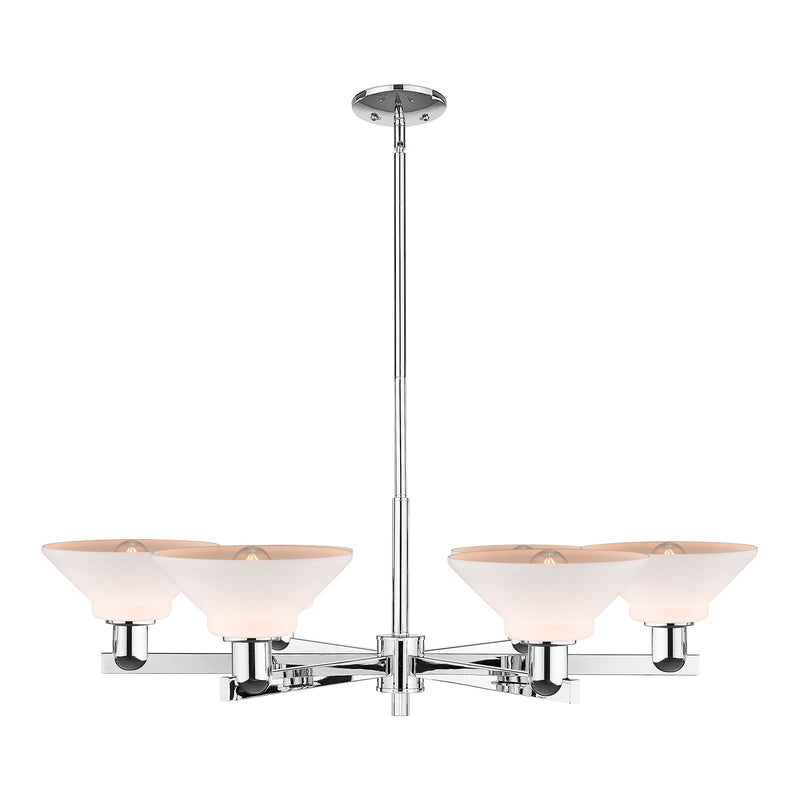 Innovations Orwell 38in 6-Light Chandelier | Industrial Polished Chrome and Matte White Glass | Dining Room & Living Room | Model 716-6CR-PC-G131