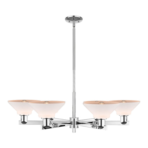 Innovations Orwell 38in 6-Light Chandelier | Industrial Polished Chrome and Matte White Glass | Dining Room & Living Room | Model 716-6CR-PC-G131
