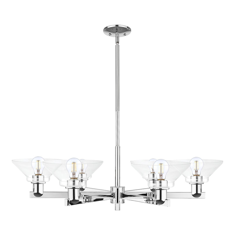 Innovations Orwell 38in 6-Light Chandelier | Industrial Polished Chrome and Clear Glass | Dining Room & Living Room | Model 716-6CR-PC-G132