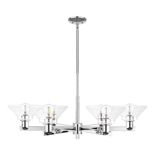 Innovations Orwell 38in 6-Light Chandelier | Industrial Polished Chrome and Clear Glass | Dining Room & Living Room | Model 716-6CR-PC-G132