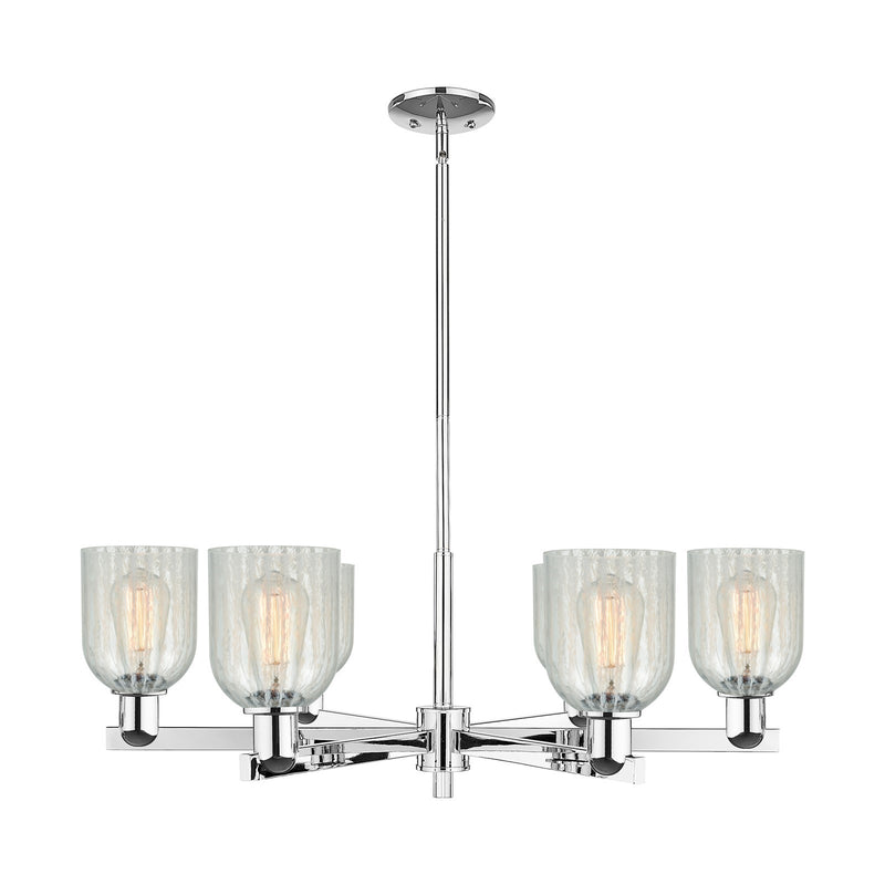 Innovations Caledonia 35in 6-Light Chandelier | Industrial Polished Chrome and Mouchette Glass | Dining Room & Living Room | Model 716-6CR-PC-G2511