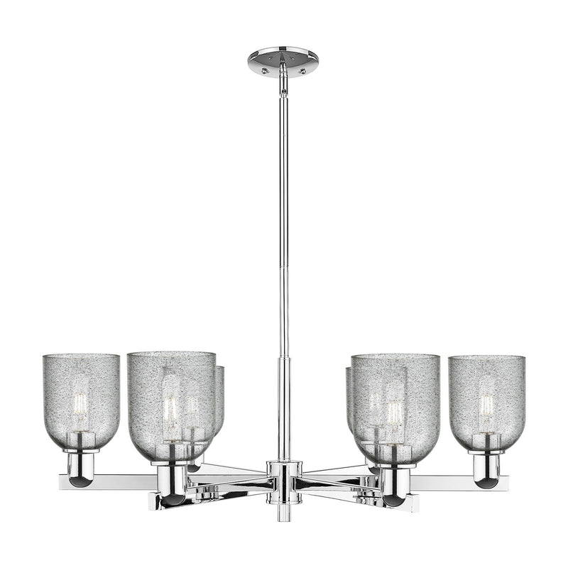 Innovations Caledonia 35in 6-Light Chandelier | Industrial Polished Chrome and Charcoal Glass | Dining Room & Living Room | Model 716-6CR-PC-G257