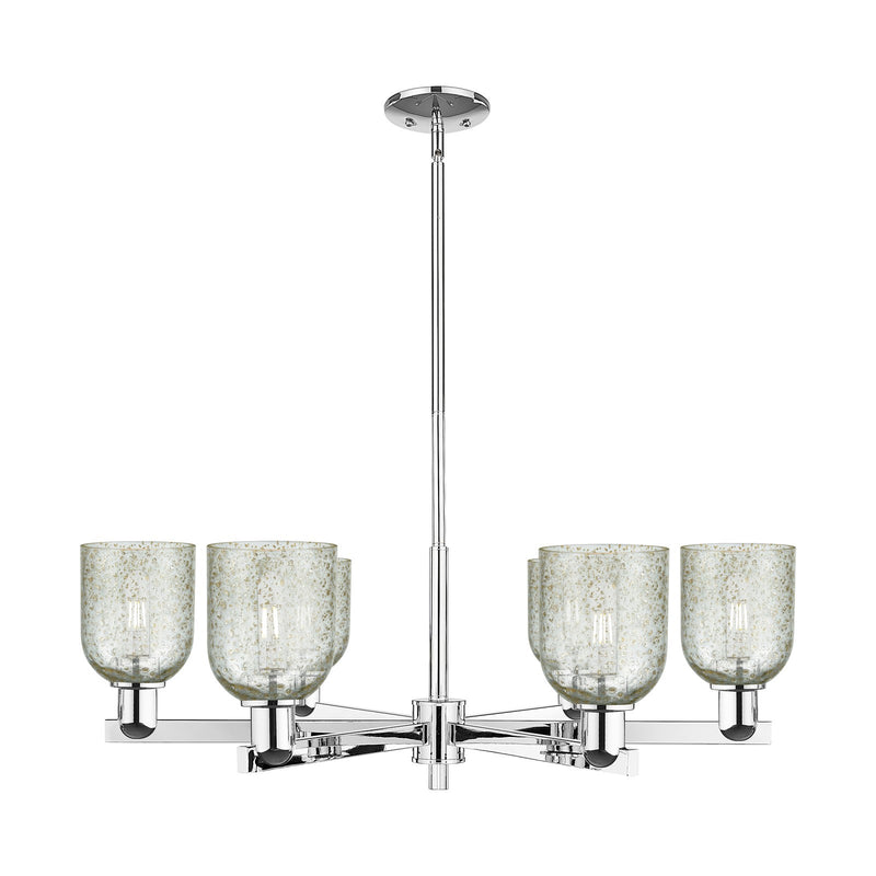 Innovations Caledonia 35in 6-Light Chandelier | Industrial Polished Chrome and Mica Glass | Kitchen Island & Dining Room | Model 716-6CR-PC-G259