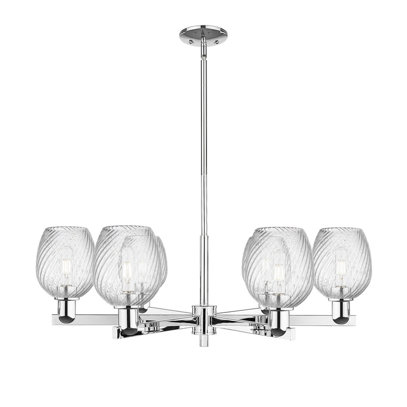 Innovations Salina 35.5in 6-Light Chandelier | Industrial Polished Chrome and Clear Spiral Fluted Glass | Kitchen Island & Dining | Model 716-6CR-PC-G292