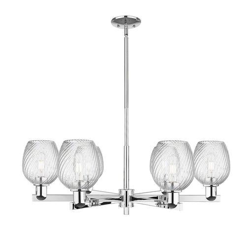 Innovations Salina 35.5in 6-Light Chandelier | Industrial Polished Chrome and Clear Spiral Fluted Glass | Kitchen Island & Dining | Model 716-6CR-PC-G292