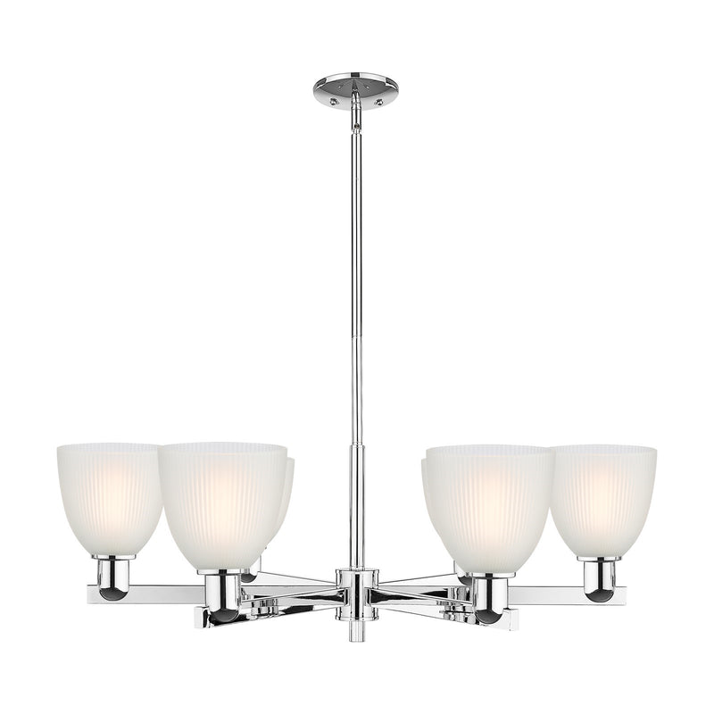 Innovations Castile 36in 6-Light Chandelier | Industrial Polished Chrome and White Glass | Dining Room & Living Room | Model 716-6CR-PC-G381