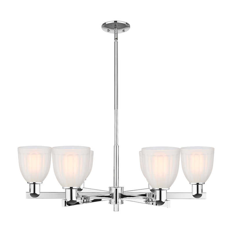 Innovations Brookfield 36in 6-Light Chandelier | Industrial Polished Chrome and White Frosted Ribbed Glass | Dining Room & Living | Model 716-6CR-PC-G441