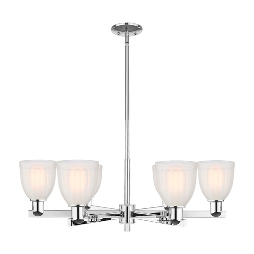 Innovations Brookfield 36in 6-Light Chandelier | Industrial Polished Chrome and White Frosted Ribbed Glass | Dining Room & Living | Model 716-6CR-PC-G441