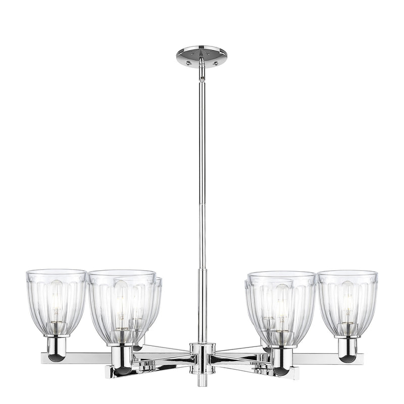 Innovations Brookfield 36in 6-Light Chandelier | Industrial Polished Chrome and Clear Ribbed Glass | Dining Room & Living Room | Model 716-6CR-PC-G442