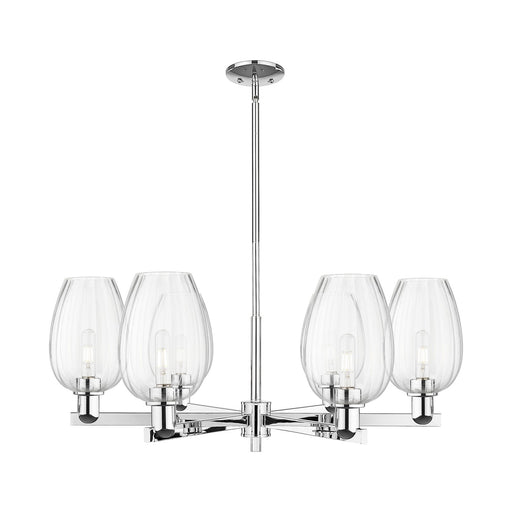 Innovations Preston Flute 36in 6-Light Chandelier | Industrial Polished Chrome Steel and Clear Glass | Kitchen Island & Dining | Model 716-6CR-PC-G457-6CL