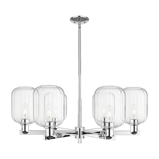 Innovations Preston Cylinder 36.5in 6-Light Chandelier | Industrial Polished Chrome and Clear Glass | Dining Room & Living | Model 716-6CR-PC-G460-7CL