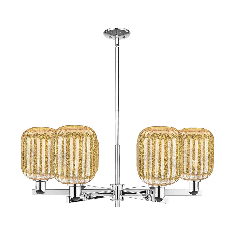Innovations Preston Cylinder 36.5in 6-Light Chandelier | Industrial Polished Chrome Steel and Mercury Glass | Living Room & | Model 716-6CR-PC-G460-7ME