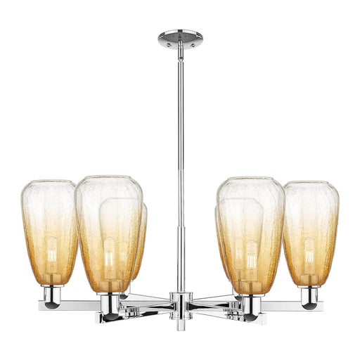 Innovations Brookhaven Almond 36in 6-Light Chandelier | Industrial Modern Polished Chrome and Amber Glass | Kitchen Island & | Model 716-6CR-PC-G480-6AM
