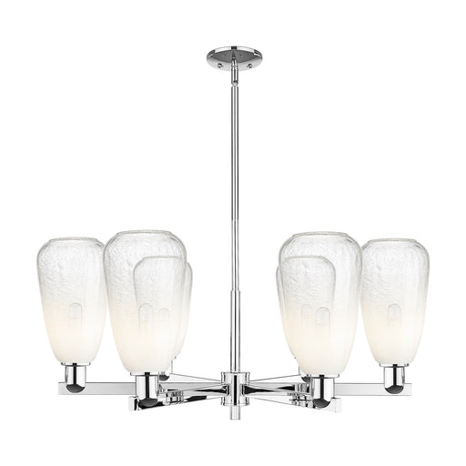 Innovations Brookhaven Almond 36in 6-Light Chandelier | Industrial Polished Chrome and Opal Glass | Dining Room & Living Room | Model 716-6CR-PC-G480-6OP