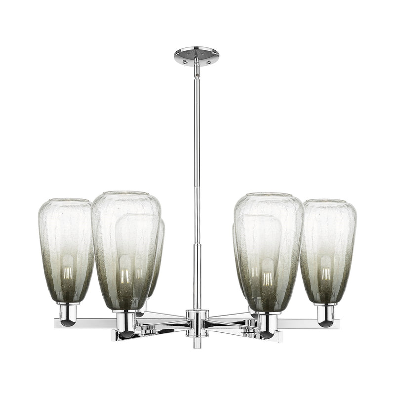 Innovations Brookhaven Almond 36in 6-Light Chandelier | Industrial Polished Chrome and Slate Glass | Dining Room & Living Room | Model 716-6CR-PC-G480-6SL