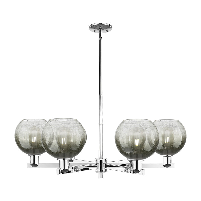 Innovations Brookhaven Globe 38in 6-Light Chandelier | Industrial Polished Chrome and Slate Glass | Dining Room & Living Room | Model 716-6CR-PC-G483-8SL