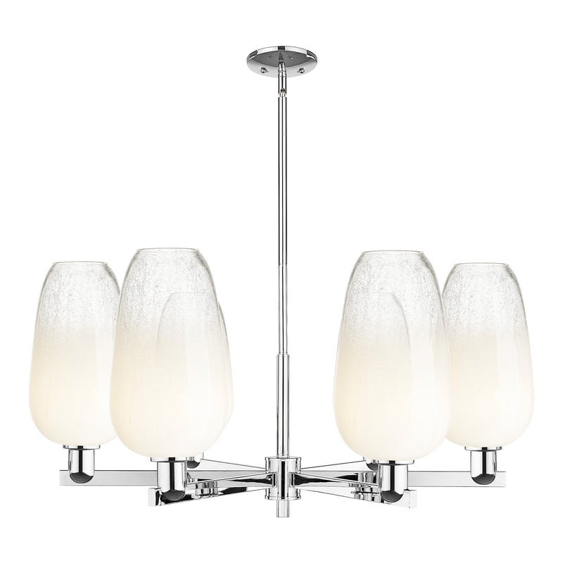 Innovations Brookhaven Flute 37in 6-Light Chandelier | Industrial Polished Chrome Steel and Opal Glass | Damp Rated Dining | Model 716-6CR-PC-G484-7OP