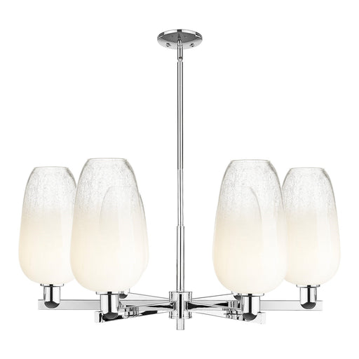 Innovations Brookhaven Flute 37in 6-Light Chandelier | Industrial Polished Chrome Steel and Opal Glass | Damp Rated Dining | Model 716-6CR-PC-G484-7OP