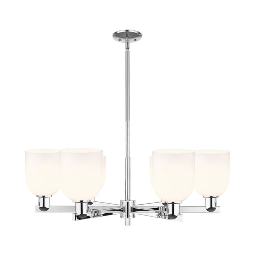 Innovations Bella 35in 6-Light Chandelier | Industrial Polished Chrome and White Glass | Dining Room & Living Room | Model 716-6CR-PC-G558-6GWH
