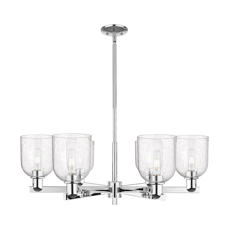 Innovations Bella 35in 6-Light Chandelier | Industrial Polished Chrome Steel and Seedy Glass | Kitchen Island & Dining Room | Model 716-6CR-PC-G558-6SDY