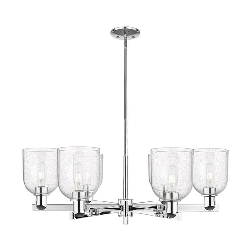 Innovations Bella 35in 6-Light Chandelier | Industrial Polished Chrome Steel and Seedy Glass | Kitchen Island & Dining Room | Model 716-6CR-PC-G558-6SDY