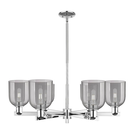 Innovations Bella 35in 6-Light Chandelier | Industrial Polished Chrome and Light Smoke Glass | Dining Room & Living Room | Model 716-6CR-PC-G558-6SM