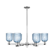 Innovations Bridal Veil 6Lt 35" Stem Chandelier, CH/Blue - 716-6CR-PC-G559-5BL