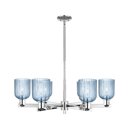Innovations Bridal Veil 6Lt 35" Stem Chandelier, CH/Blue - 716-6CR-PC-G559-5BL