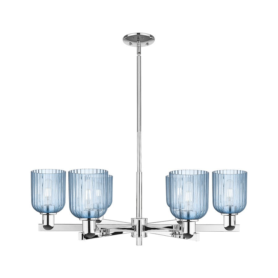 Innovations Bridal Veil 6Lt 35" Stem Chandelier, CH/Blue - 716-6CR-PC-G559-5BL