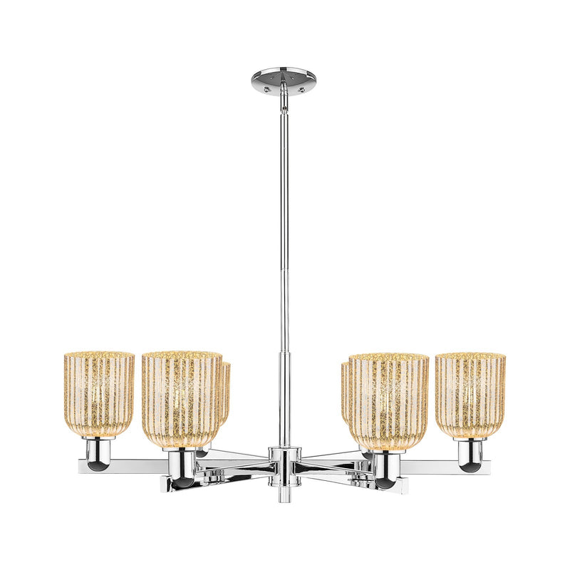 Innovations Bridal Veil 34.75in 6-Light Chandelier | Industrial Polished Chrome and Mercury Ribbed Glass | Dining Room & | Model 716-6CR-PC-G559-5ME
