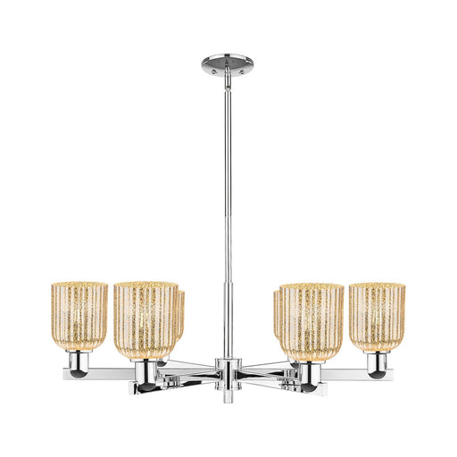 Innovations Bridal Veil 34.75in 6-Light Chandelier | Industrial Polished Chrome and Mercury Ribbed Glass | Dining Room & | Model 716-6CR-PC-G559-5ME